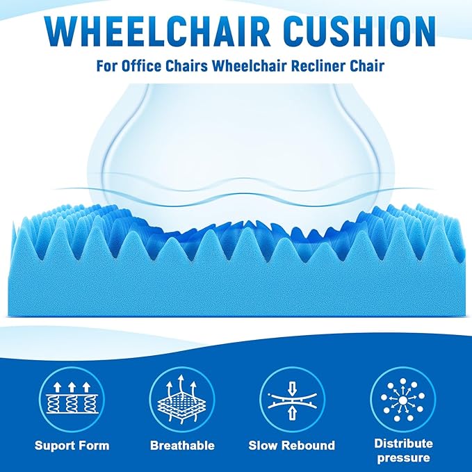 Geiserailie 2 Pcs Egg Foam Pad Eggs Chair Cushion to Relieve Back Foam Seat Cushion Chair Accessories Pad for Office Recliner Wheelchair Home Car (Egg, Blue)