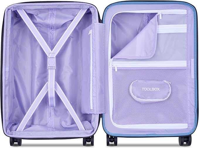 florence by mills Spin Me Away Hardside Expandable Luggage with Spinner Wheels, Zinc Blue, Carry-On 20 Inch