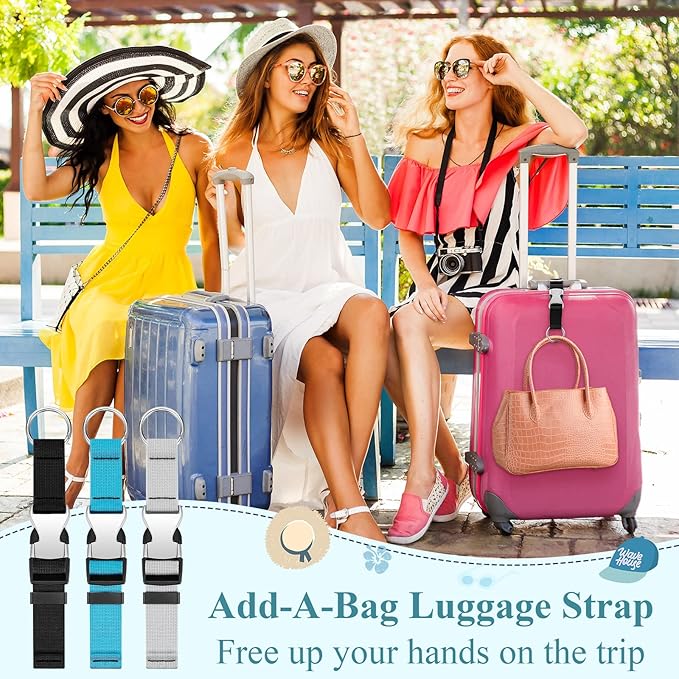 Amylove 3 Pcs Add a Bag Luggage Straps Gripper Heavy Duty Jacket Valises Strap for Travel Belt with Buckle Adjustable Baggage