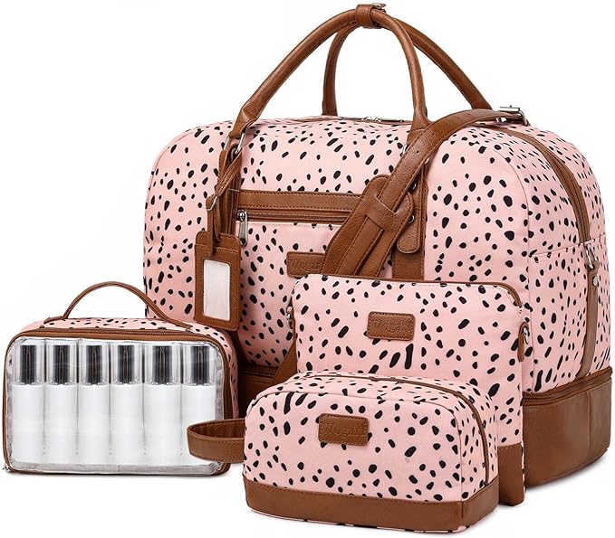 Wogarl Weekender Bags for Women Large Overnight Bag Weekend Travel Duffel Bag Carry on Shoulder with Shoe Compartment Toiletry Bag for Travel Business Gym