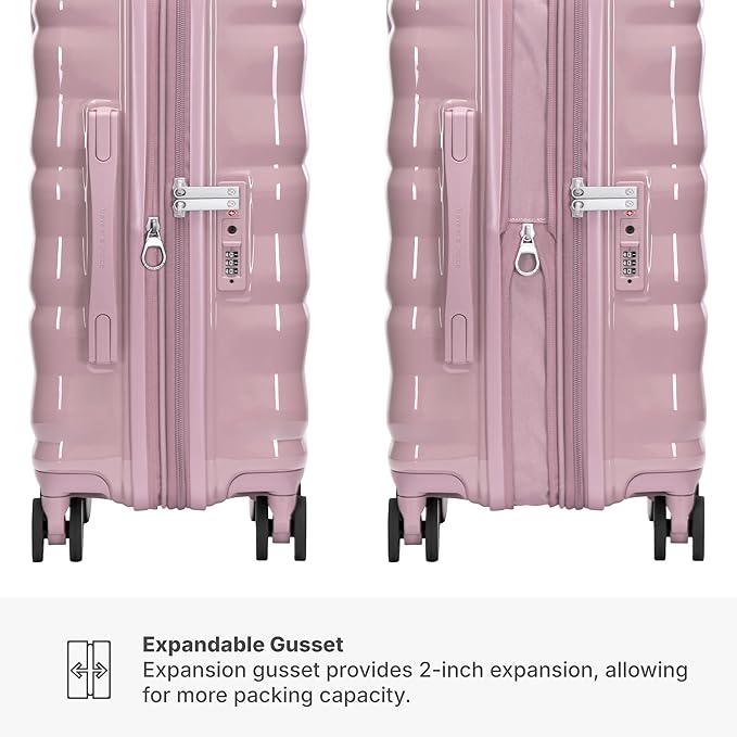 Traveler's Choice Edinburgh II Hardside Spinner Luggage, TSA Lock, Pink, 3 Piece Set (21/25/29)