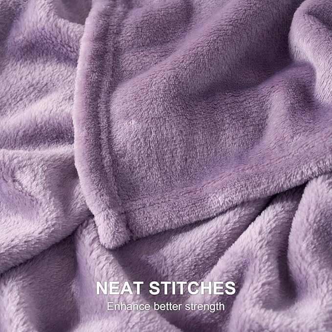 Hansleep Fleece Fog Purple Throw XL Blanket, Super Soft Flannel Fuzzy Plush Cozy Blanket for All Seasons, Fog Purple, Throw XL 50x70 Inches