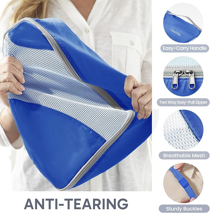 10 Set Packing Cubes for Travel, Gifts for Women Mom,Anti-Tearing Suitcase Organizer for Luggage with Shoe & Hanging Toiletry Bag,OlarHike Vacation Essentials & Accessories for Cruise Ship