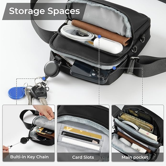 BROADREAM Small Sling Bag for Men, Anti-Theft Crossbody Sling Backpacks for Women - Mini Shoulder Chest Bag for Travel