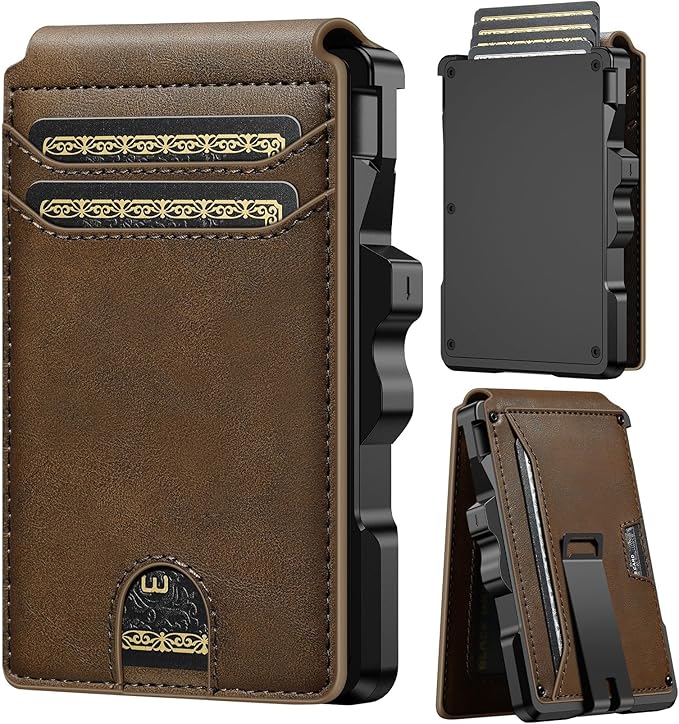 furid Smart Wallet For Men Slim: Rfid Minimalist Pop Up Wallets with Money Clip Metal Credit Card Holder - Gifts for Husband Father at Birthday Anniversary