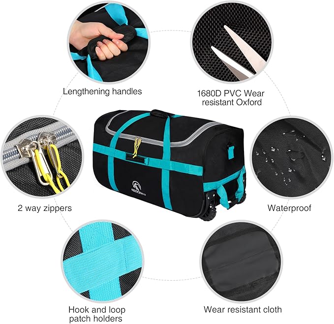 REDCAMP 85L/120L/140L Foldable Duffle Bag with Wheels, Large Travel Duffel Bag