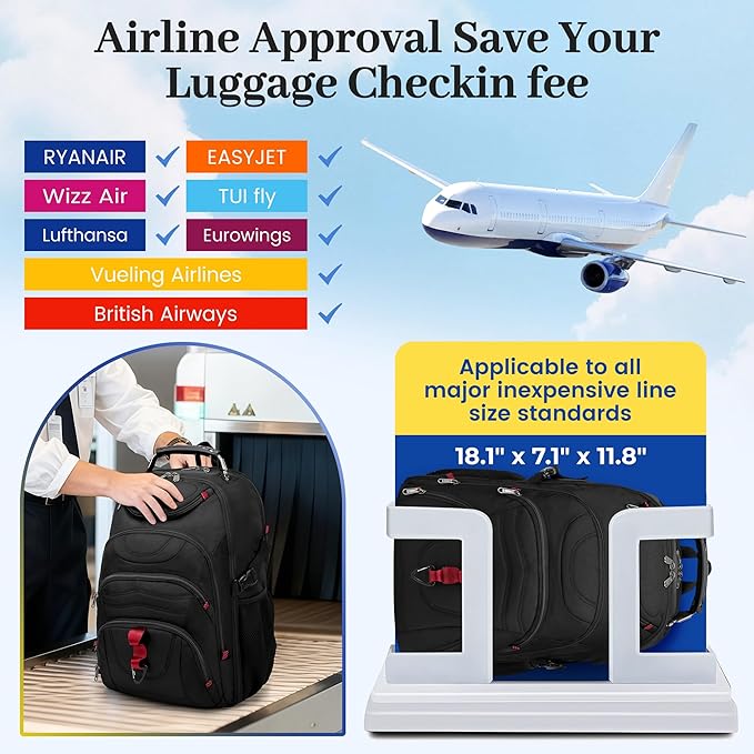 Boavan Vacuum Seal Backpack for Travel with Pump, 55L Large Bag with Zipper‑Off Detachable Vacuum Compression Bag Waterproof Carry On Large Travel Bag for Airline，Bags and Backpack Used Independently