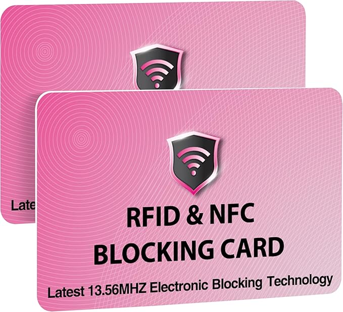 SaiTech IT 2 PK RFID Blocking Cards Protect Your Entire Wallet, Purse, and Cards from NFC Contactless Theft Wallet for Men & Women - Pink