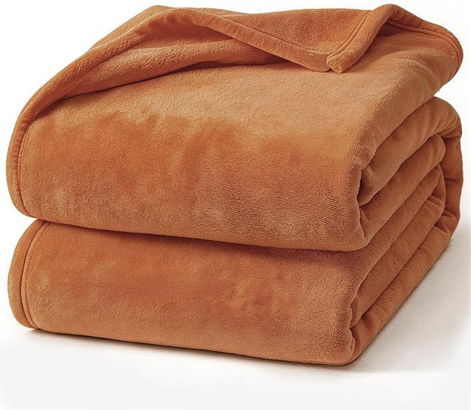 Hansleep Fleece Pumpkin Orange Full Blanket, Super Soft Flannel Fuzzy Plush Cozy Blanket for All Seasons, Pumpkin Orange, Full 84x90 Inches