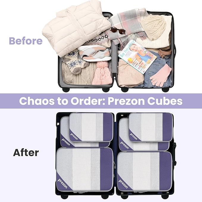 Compression Packing Cubes for Travel, Lightweight Vacation Travel Essentials, Travel Accessories for Suitcase Organizer Bags Set, Durable Luggage Organizer