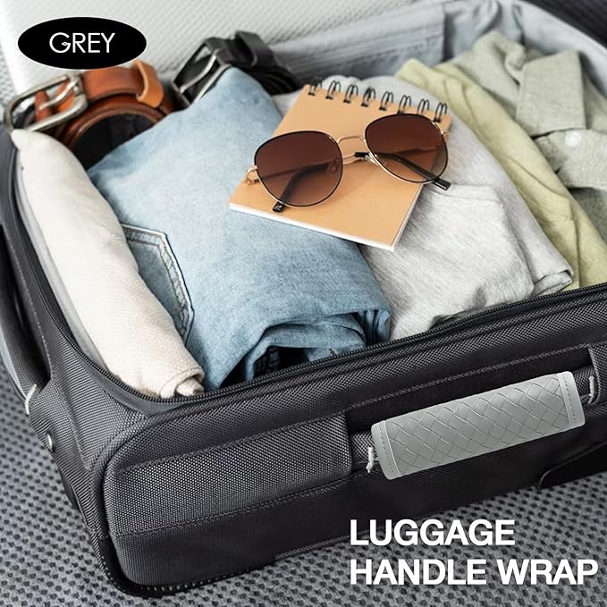Luggage Handle Wraps -Suitcase Handle Wraps Travel Bag Handle Covers Suitcase Identifier Luggage Makers Covers(3Pcs-Grey)