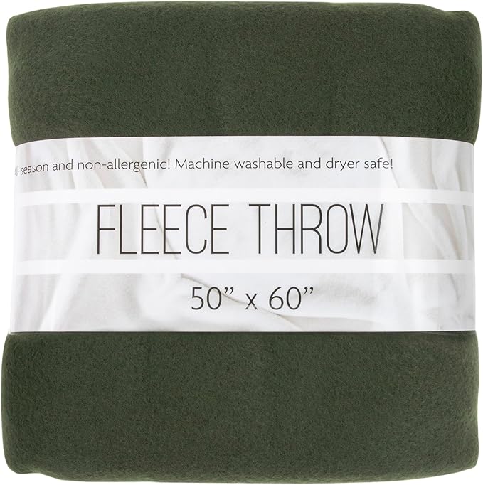 50x60 Throw Blankets, Ultra Soft Hypoallergenic Fleece Fall Throw Blanket for Livingroom, Couch, Chair, Bed, Olive Green