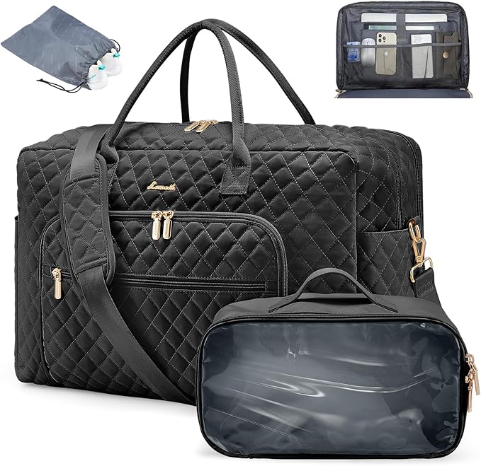 LOVEVOOK Travel Duffle Bag - Women's Weekender Carry On Overnight Laptop & Gym Bag With Toiletry/Shoe Pocket, Hospital Labor Bag