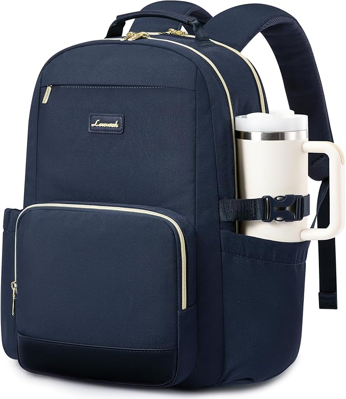 LOVEVOOK Laptop Backpack for Women with Pouch Pocket for Large Capacity Cup,18 Inch Laptop Computer Bag Travel Backpack Purse,Waterproof Work Business Backpack College Teacher Bags,Dark Blue