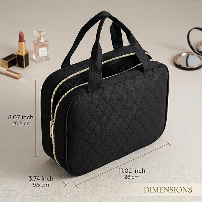 MODENGKONGJIAN Travel Toiletry Bag - Hanging Toiletry Bag for Women, Waterproof Makeup Cosmetic Bag Travel Organizer for Accessories, Shampoo, Full-size Container, Toiletries (Dark Blue)