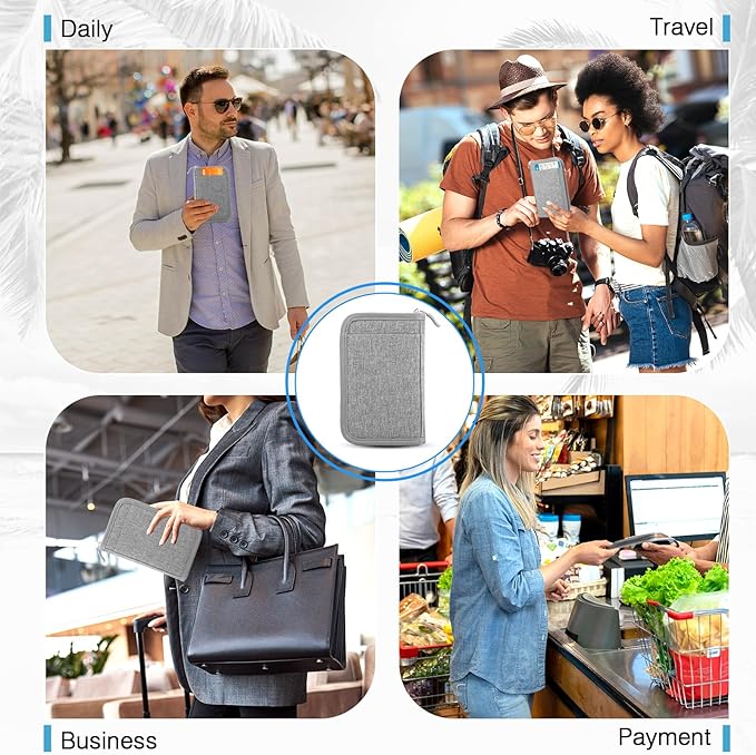 Single Passport Holder for Travel, RFID Travel Document Organizer for Women Waterproof Passport Wallet Men Portable Case for Cards, Boarding Pass, ID, Money, Tickets with Zipper