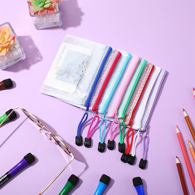 Jetec 32 Pcs Mesh Zipper Bags Toy Storage Bikini Organizer Bag Bolsas Para Guardar Trajes De Bano Waterproof Zipper Reusable Pouch Puzzle Multipurpose for Storage Office(Classic Color,5.1 x 4.1 Inch)