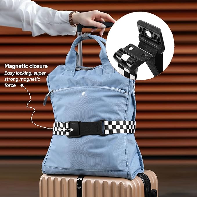 Travel Inspira Magnetic Quick-Release Travel Belt for Luggage Strap - Hands-Free, Lightens Load, Secures Multiple Bags, Adjustable & Lightweight for Effortless Travel