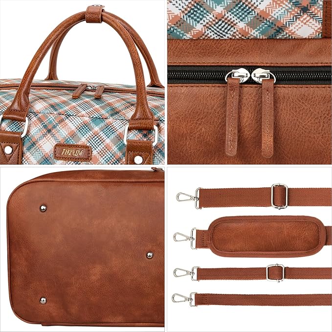Weekender Bag for Women, Large Overnight Bag Canvas Travel Duffel Bag Carry On Tote with Shoe Compartment 21" 3Pcs Set