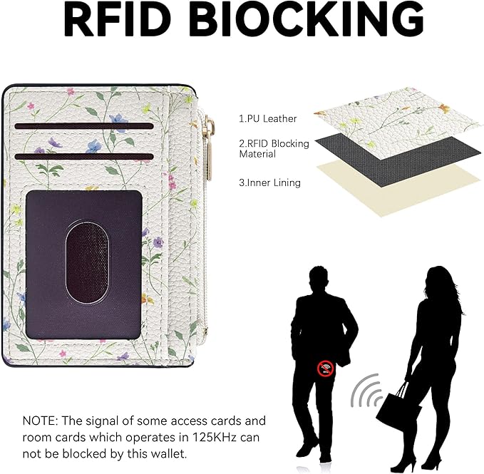 Tipmile Credit Card Holder for Women Slim Minimalist Front Pocket RFID Blocking Wallet Small Compact Card Case with ID Window, Ditsy Floral