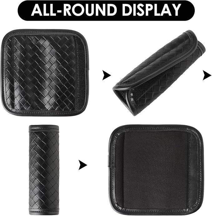 Leather Luggage Handle Wraps for Suitcase, 4 Pack Luggage Handle Cover Identifiers Tags Markers for Travel Accessories (Black)