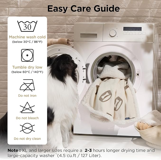 Bedsure Waterproof Dog Blankets for Medium Dogs Washable - Soft Print Sherpa Fleece Puppy Cat Blanket, Cozy Plush Reversible Throw Furniture Protector for Pet Kitten Doggy, 30"X40", Beige