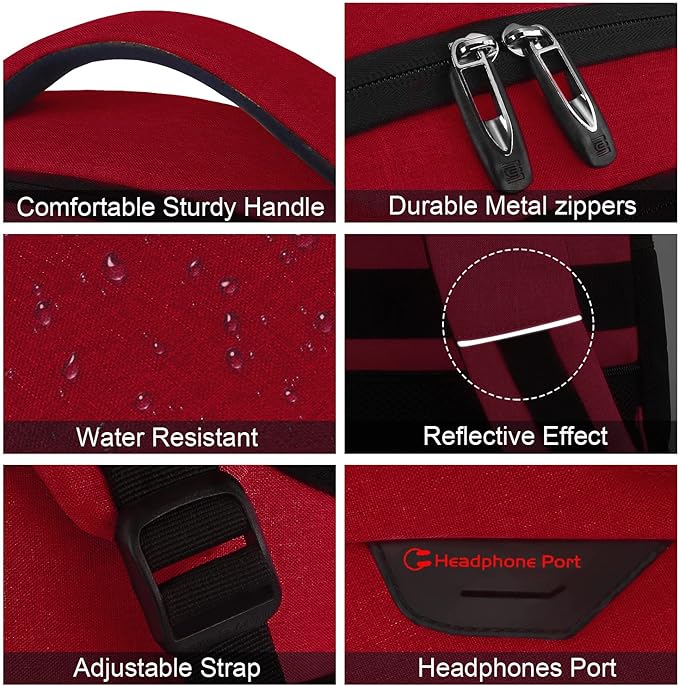 Volher Laptop Backpack,Business Travel Anti Theft Slim Durable Laptops Backpack,Water Resistant College Computer Bag for Women & Men Fits 15.6 Inch Laptop and Notebook-Red