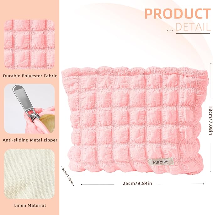 Makeup Bag, Bubble Cloud Travel Cosmetic Bag Organizer, Large Capacity Toiletry Make Up Bags with Zipper for Women and Girls, Light Pink