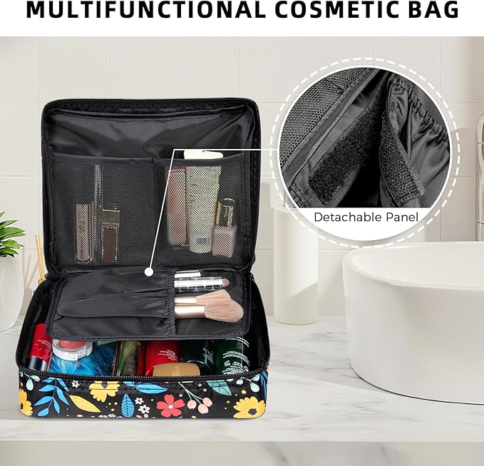 BAGAIL 8 Set Packing Cubes Luggage Packing Organizers for Travel Accessories-Black Floral