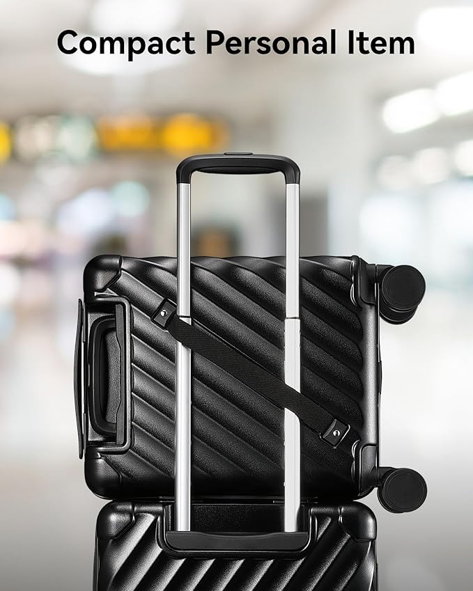 LUGGEX Luggage with Spinner Wheels, Polycarbonate Hard Shell Suitcase, Underseat 14 Inch, Shadow Black