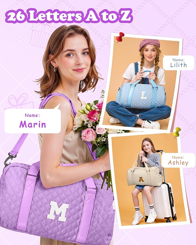 Easter Basket Stuffers, Dance Cheer Duffle Bag Women Girls Gift: Personalized Weekender bag, Cute Gym Sports Bag with Shoe Compartment, Gymnastics Bags, Birthday Gifts for Women Teenage Kids