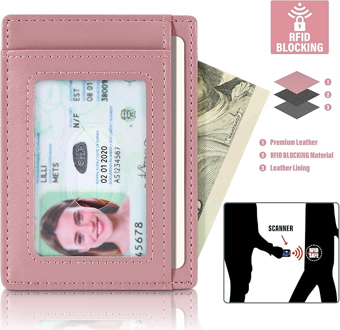 Travelambo Slim Wallet Front Pocket Minimalist Leather RFID Blocking Medium Size