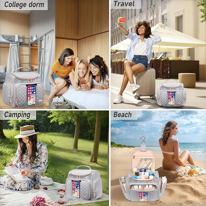 Large Toiletry Bag for Women Men,Bathroom Bag,Water Resistant Shower Bag,Makeup Bag,Portable Shower Caddy for College Dorm,Hanging Travel Toiletry Bag with Transparent Waterproof Phone Pocket