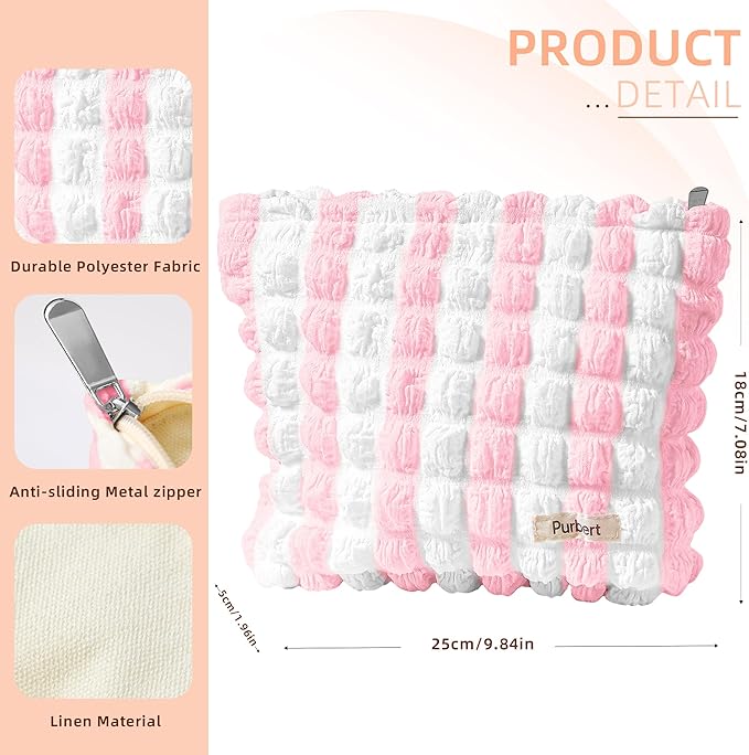 Makeup Bag, Bubble Cloud Travel Cosmetic Bag Organizer, Large Capacity Toiletry Make Up Bags with Zipper for Women and Girls, Pink-White