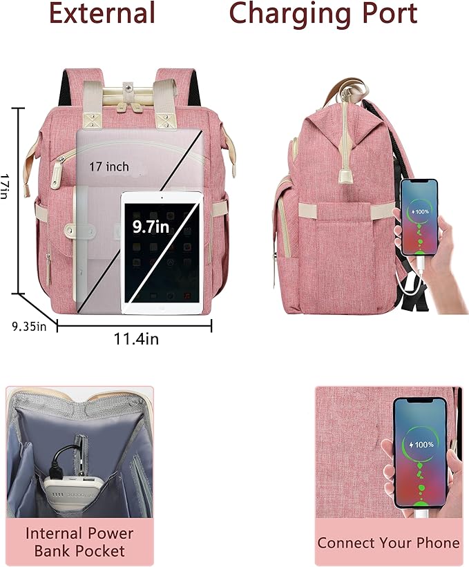 FALANKO Laptop Backpack for Women,Large Computer Backpack for 17 Inch Laptop, Water Resistant Teacher work nurse Doctor Bookbag
