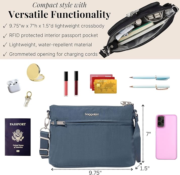 Baggallini womens Securtex Anti-theft Memento Crossbody Bag
