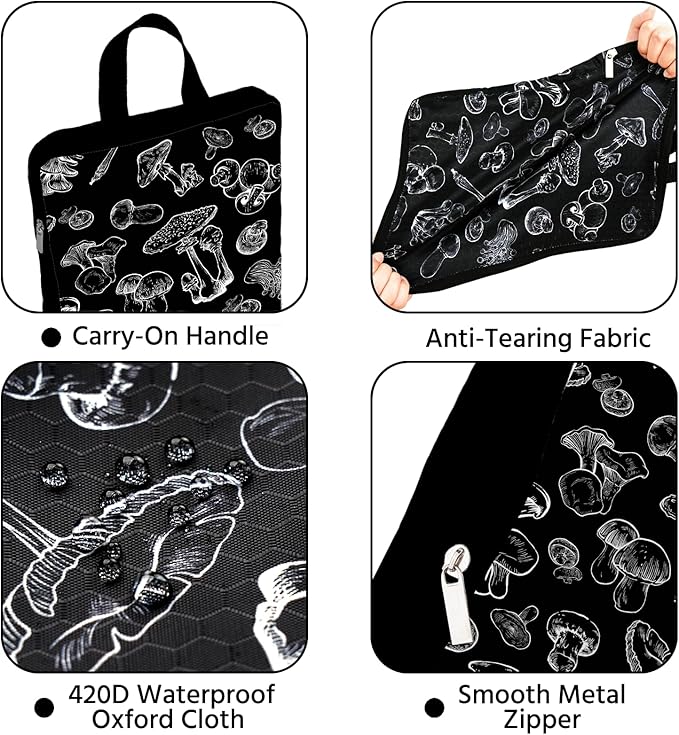 6 Pcs Compression Packing Cubes Waterproof Suitcase Travel Bag Luggage Backpack Organizer Travel Cubes for Packing-Black Mushroom