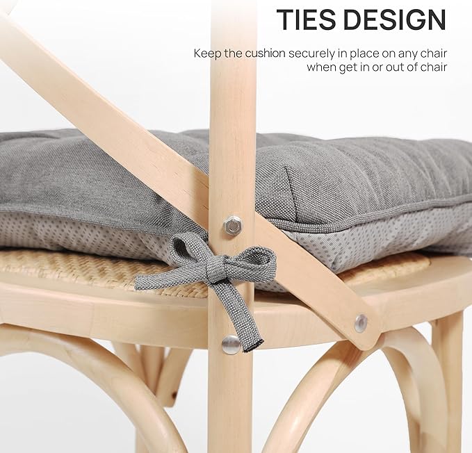 Love's cabin Memory Foam Chair Cushions Set of 4, 15.5"x15.5"x3.5" Indoor & Outdoor Seat Pads for Dining, Kitchen, Office, Patio Chairs - Grey