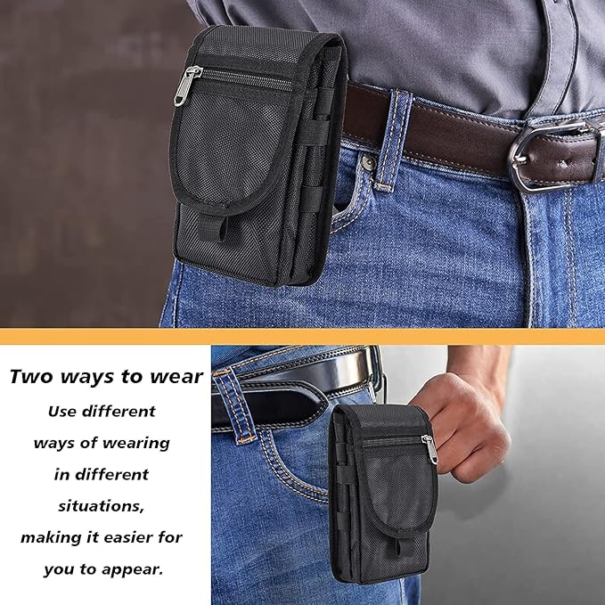 Dual Phone Holster,Phone Belt Pouch,Tactical Cell Phone Holster,Molle Carrying Case,Large Smartphone Pouch,Belt Clip Tool Pouch,Multi-Purpose Cellphone Holder for Hiking,Camping,Working