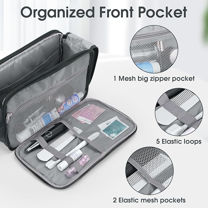 Wedama Toiletry Bag for Men, Handheld Travel Bag, Waterproof Toiletries, Thickened Polyester Dopp Kit, Toiletries Business Trips and Camping, Grey