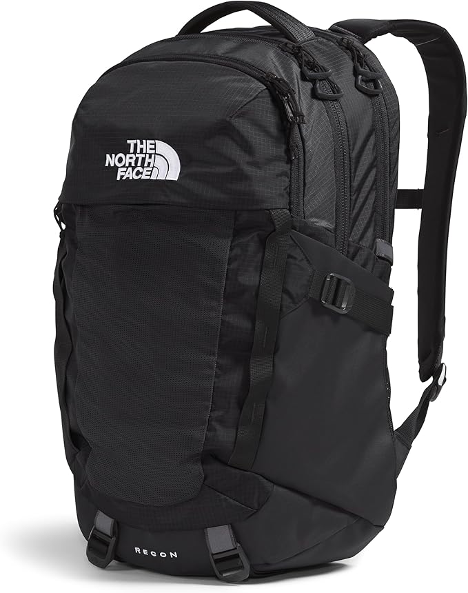 The North Face Recon Everyday Laptop Backpack - Daypack, Water Repellent, Laptop Sleeve, 2 Water Bottle Pockets, TNF Black/TNF Black-NPF, One Size
