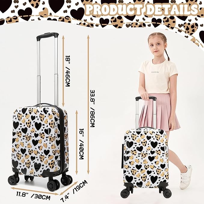 Kids Caary on Luggage Sets for Girls Women with Wheels Hardshell Suitcases with Travel Neck Pillow Suitcase Set for Airplane