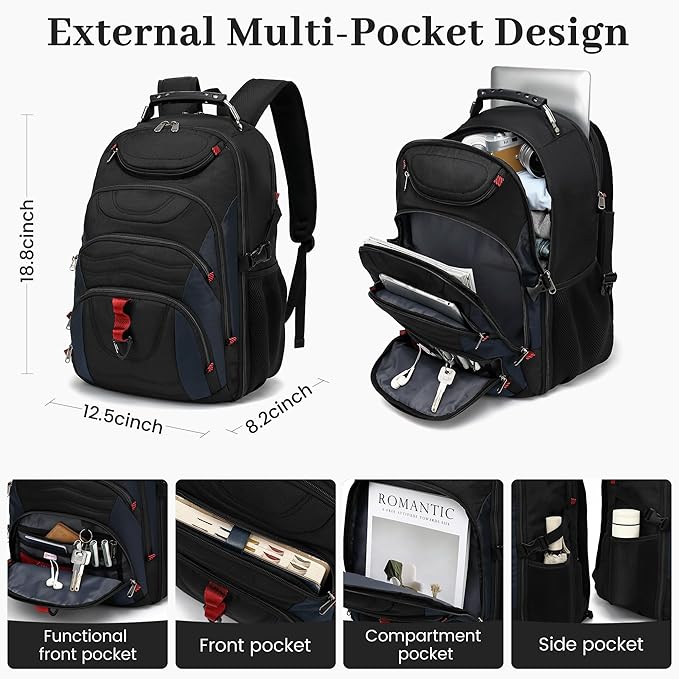 Boavan Vacuum Seal Backpack for Travel with Pump, 55L Large Bag with Zipper‑Off Detachable Vacuum Compression Bag Waterproof Carry On Large Travel Bag for Airline，Bags and Backpack Used Independently