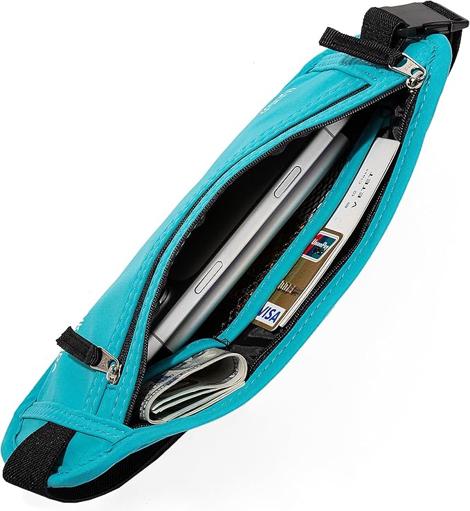 Money Belt - Slim Passport Holder RFID Blocking Travel Wallet Undercover Fanny Packs for Men Women - Blue