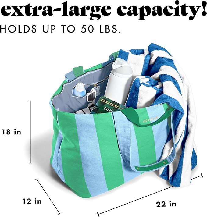 Fit & Fresh Large Beach Bag for Women - Extra Large Travel Tote With Pockets