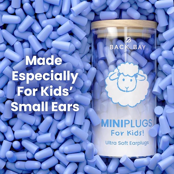 MiniPlugs - Earplugs for Kids (Age 4-9) Skin-Safe Lab Tested Extra Small Ear Plugs for Kids, Children's Ear Plugs for Sleeping, Slim Fit Toddler Earplugs Noise Reduction, Child Concert Protection