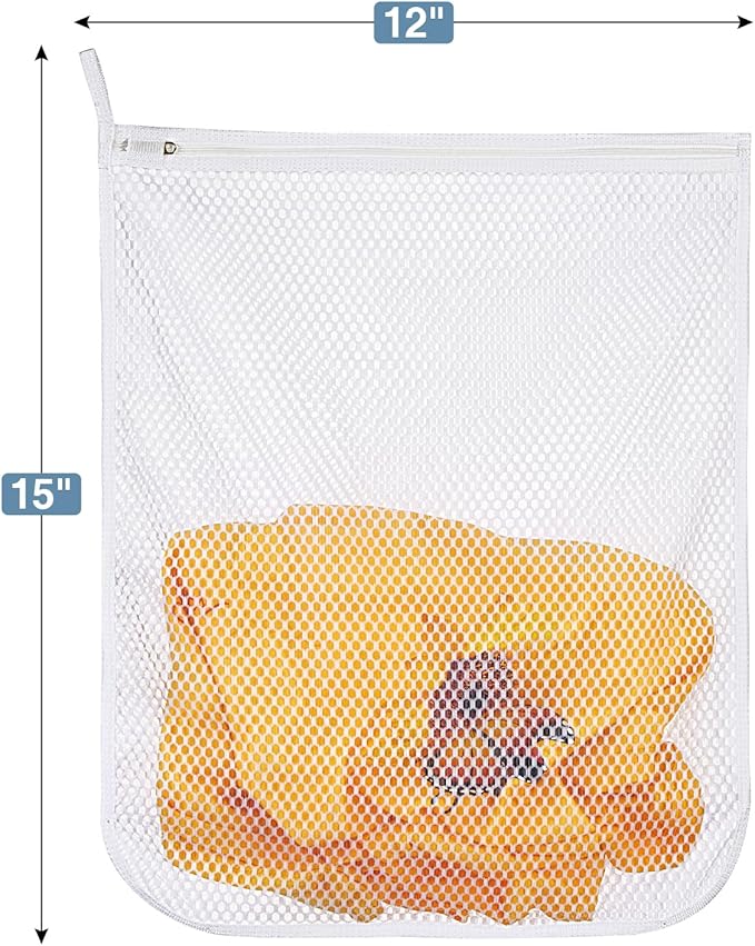 3 pcs Durable Honeycomb Mesh Laundry Bags for Delicates 3 Medium (12" x 15")