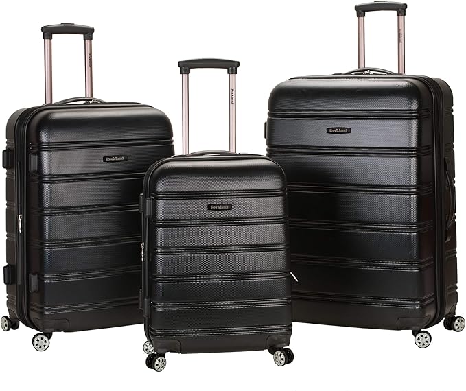 Rockland Melbourne Hardside Expandable Spinner Wheel Luggage, Black, 3-Piece Set (20/24/28)