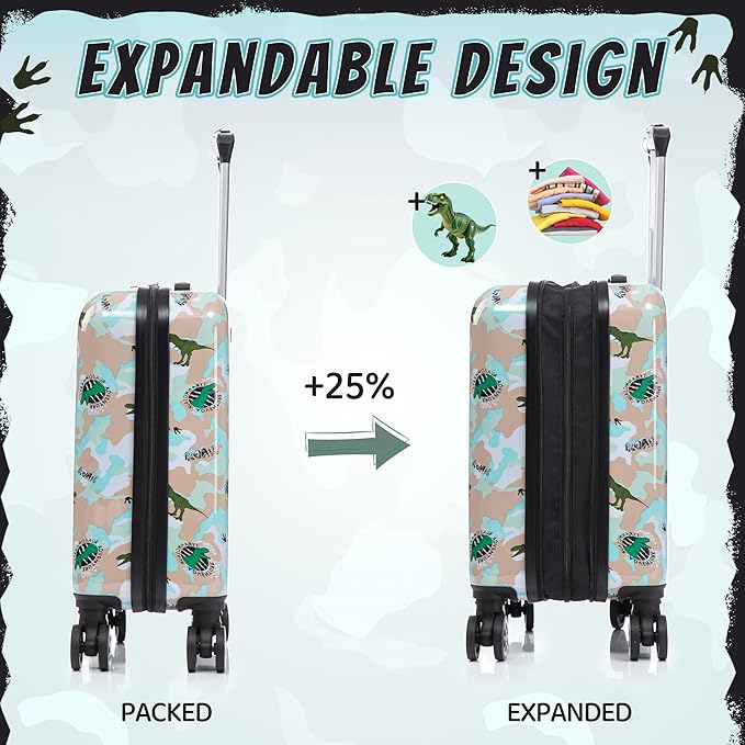 Kid’s Luggage Set 6 Piece Suitcase Set 16’’ Hardside Luggage with Spinner Wheels Girls Boys Carry on Luggage Travel Rolling Luggage Airline Approved