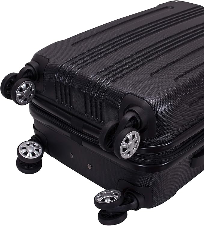 Rockland London Hardside Spinner Wheel Luggage, Black, 3-Piece Set (20/24/28)